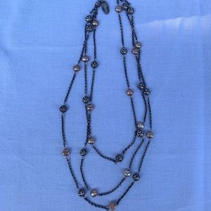 Lois Hill multichain sterling silver&pearl necklac